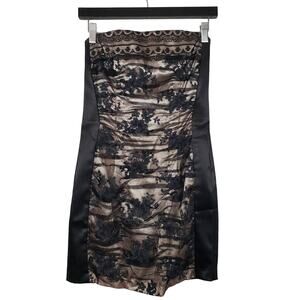 Jessica McClintock x Gunne Sax Bodycon Lace Dress Strapless Floral Lace - 3